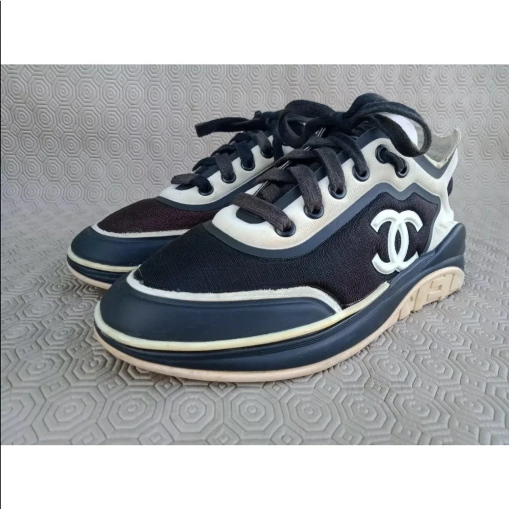 CHANEL Low Top 37 Nylon Multi Cc Logo Trainer Sneakers CC LG34763 Mesh & Fabric - Picture 1 of 12